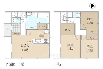 3LDK（2LDK+納戸）※図面と現況に相違ある場合には現況優先とします。