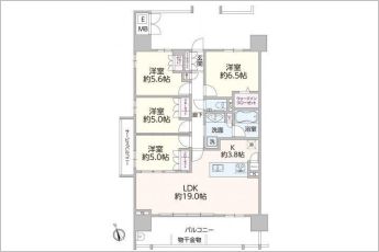 南西角部屋で各お部屋に窓がある陽当たりの良い4LDKで使い勝手の良い間取りです。