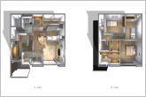 【参考プラン・俯瞰図】3LDK1階床面積：65.41ｍ22階床面積：52.99ｍ2